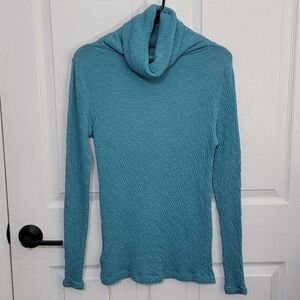 V::room Hi-Soft Double Face Peacock Turtle Neck Sweater